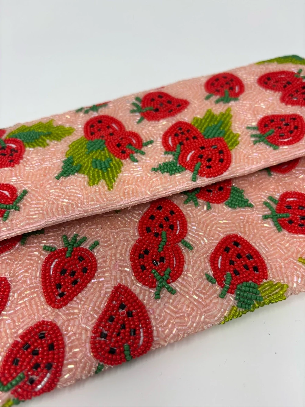 Pink Strawberry Beaded Tianany Clutch